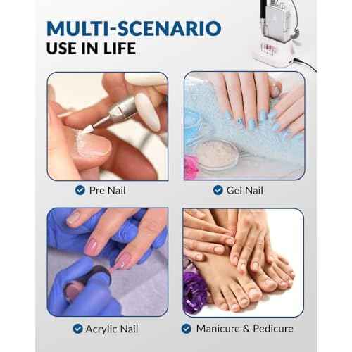 Zetiling Professional Nail Drill, Electric Nail File, Speed Adjustable 0-35000RPM, CW/CCW Rotation, Comfortable Grip, Multifunction for Beauty Salon