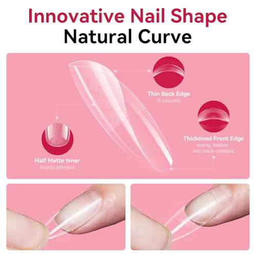 Makartt Almond Nail Tips: 500pcs Medium Pre-buffed Full Cover Clear Press on Nails 10 Sizes Soak Off Soft Gel Nail Tips Extension Professional Acrylic Fake Nails No Crease False Nail Salon DIY Art