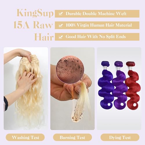 Blonde Body Wave Bundles Human Hair 26 Inch 15A 613 Blonde Bundles Human Hair,Sew In Quick Weave Body Wave Bundles 100% Real Human Hair Extensions Tangle Free Shedding Free Triple Lifespan 3X