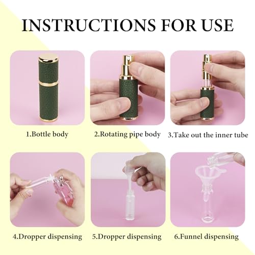 LUEXBOX 7 Pack Portable Perfume Bottle for Travel, Mini Refillable Perfume Dispenser, 5ml Faux Leather Leak Proof Perfume Atomizers Bottles Sprayer for Pocket Perfume