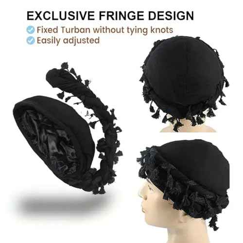 Gturytr Turban for Men Vintage Twist Head Wraps Durag Satin Lined Halo Turban for Women Modal and Satin Scarf Tie