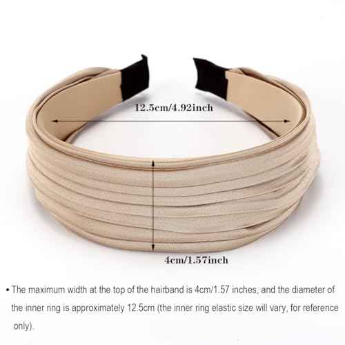 3 Pack Pleated Headbands for Women, Solid Color Wide Embroidered Headband, Fashion Hairbands Hair Accessories for Women Girls (3 Pcs Style E)
