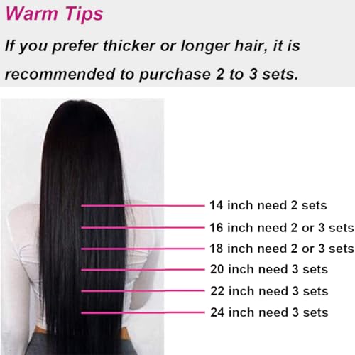 Straight Clip in Hair Extensions Real Human Hair Clip ins Double Weft Straight Clip ins Human Hair Extensions Full Head Natural Black for Women 8Pcs with 18Clips, 120G, 24Inch