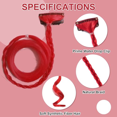 Boho Box Braiding Hair Extensions 22 Inch Clip in 5 PCS - Bohemian Braids With Curly Ends, Goddess Box Braids Synthetic Hairpieces, Red Natural Soft Hair