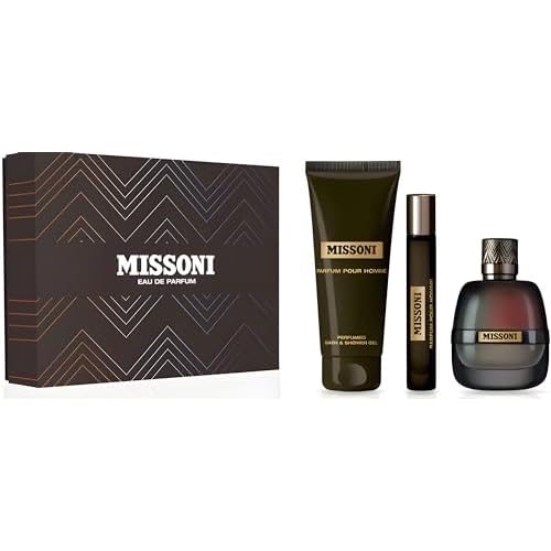 Missoni Pour Homme 3-Piece Set for Men, (3.4 Oz Eau De Parfum Spray + 5.0 Oz Body & Shower Gel + 0.3 Oz Eau De Parfum Spray)