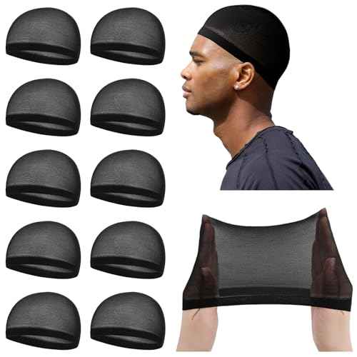 Ramede 10 Pcs Stocking Wave Cap for Men Adult Stretchy Nylon Skull Wave Lightweight Beanie Caps Waves for Man Women
