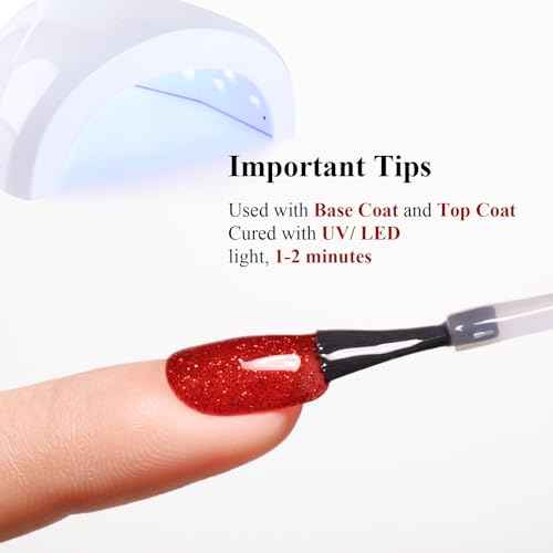 Glitter Gel Polish,Christmas Red Glitter Gel Nail Polish Sparkle Shimmer Gel Glitter Nail Polish Fall Winter Soak off LED UV Gel Nail Polish for Art DIY Manicure 15ML