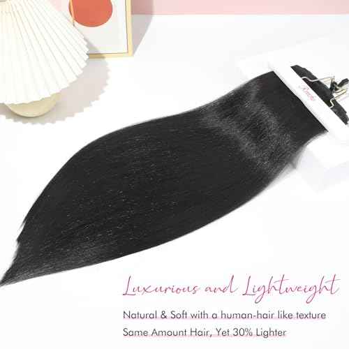 REECHO Hair Extensions, 11PCS Clip in Hair Extensions 24" Long Straight hair extensions HE005 Natural Soft Synthetic Hairpieces for Women ? Black