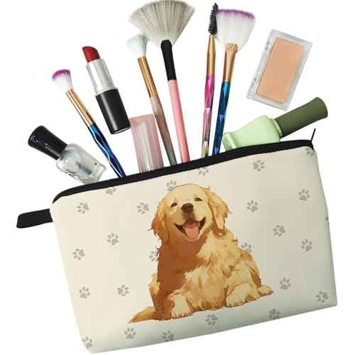 Golden Retriever Makeup Bag Cute Small Organizer Zipper Pouch Golden Retriever Cosmetic Bag Birthday Present for Women Friends -4