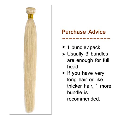 613 Brazilian Virgin Hair Bundles Blonde Silky Straight Human Hair Extensions Replacement Bundle for Women 26 inches