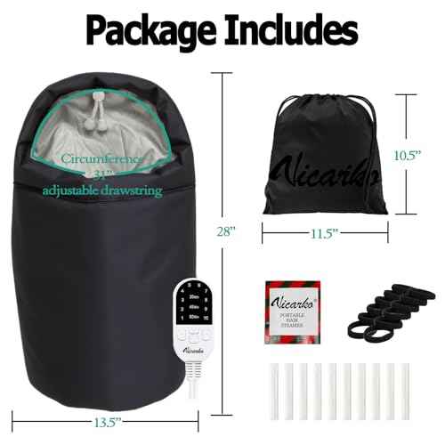 VICARKO Steamer Cap for Deep Conditioning - Extended Hood with 10 Heat Levels, 3 Timers, Portable Thermal Treatment for Natural Curly Hair, Black