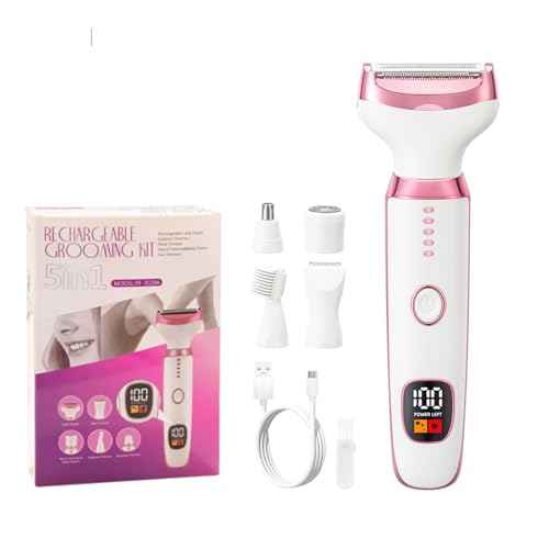 Electric Razor Shavers for Women Wet/Dry 5 in 1 Bikini Trimmer Face Razors for Face Nose Eyebrow Arms Armpit Legs Pubic Area Painless Facial Hair Removal