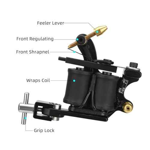 Coil Tattoo Machine Gun 10 Wraps Alloy Tattoo Coils Machine Liner Shader Guns for Tattoo Artists Beginners (Black)