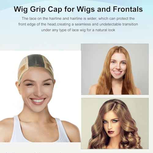 Lace Silicone Wig Grip Cap | Adjustable with Wide Lace | Silicone Grip | Wig Comb Slats | Comfortably Keeping your wig in place(Nude, M)