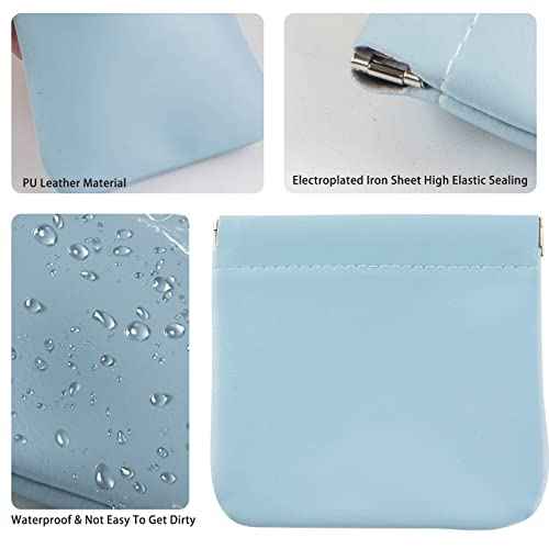 CANIPHA 8pcs Lambskin Pocket Cosmetic Bag, Waterproof Portable Small Makeup Bag No Zipper Self-closing Pouch for Women Mini Travel Storage Cosmetics Headphones Jewelry