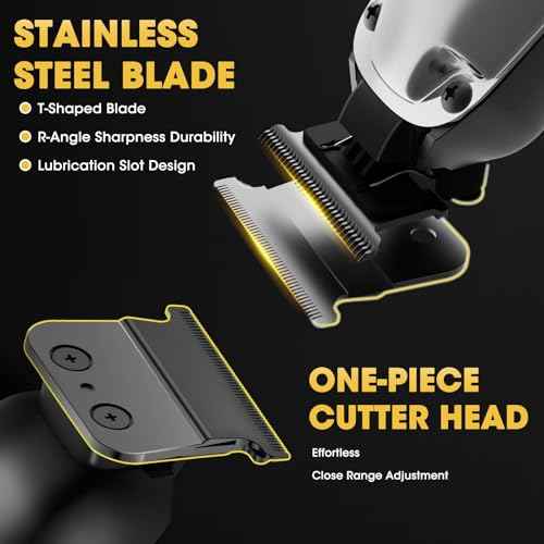 Hair Clippers for Men,4 in 1 Professional Hair Clippers T-Blade Trimmer Electric Foil Shaver Nose Hair Trimmer Set,Cordless Barber Hair Cutting Men¡¯s Grooming Kit LCD Display Gifts (Silver)