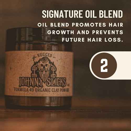 Johnny Slicks Formula 49 Clay All Organic Pomade | Firm Hold & Matte Finish (Promotes Healthy Hair Growth, Helps Hydrate Dry Skin), (2 ounce, Original)