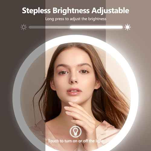 Lighted Makeup Mirror, Rechargeable Height Adjustable Double Sided, 1x/10x Magnifying with 3 Color, Brightness Adjustable, 360¡Æ Rotation Vanity, Gift for Women