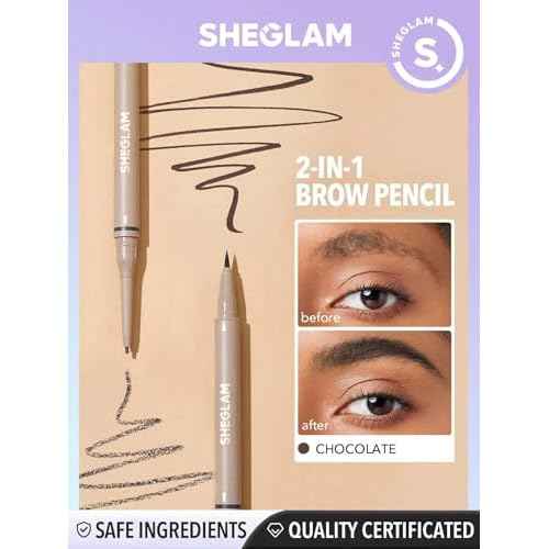 SHEGLAM Dual-Sided Eyebrow Pencils Cream Waterproof Long Lasting Eye brow Pen Makeup - Chocolate