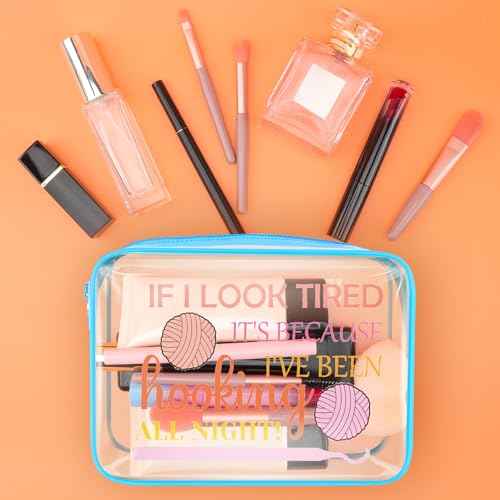 Crochet Gifts for Women Clear Makeup Bag Crochet Lovers Gifts Knitting Lover Present for Her Friend Sister Daughter Mom Aunt Pvc Cosmetic Bag with Zipper Mothers Day Chrismas Birthday Travel Pouch