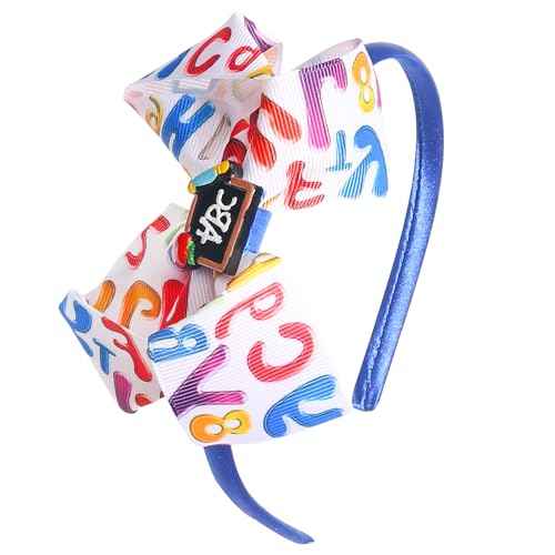 Back to School Hair Bows Clips Pencil Headband Yellow Headband Blackboard Headbands For Girls Hair Bow Clips Head Boppers No Slip Headdress School Hair Bands Gifts 1PCS