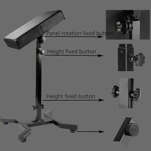 Tattoo Arm Rest, Tattoo Chair for client, Tattoo Armrest Stand, Four-corner base Stability Strongly, Adjustable Height, Thicken Soft Sponge Pad, Foldable Arm Rest