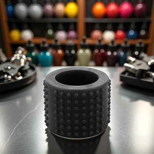 Black Food-Grade Silicone Tattoo Grip Cover - Dia 25x30mm Professional Tattoo Pen Sleeve | Non-Slip Grip Accessories for Tattoo Artists,Tattoo Machine Parts, Professional Tattoo Supplies (3.7x3cm)