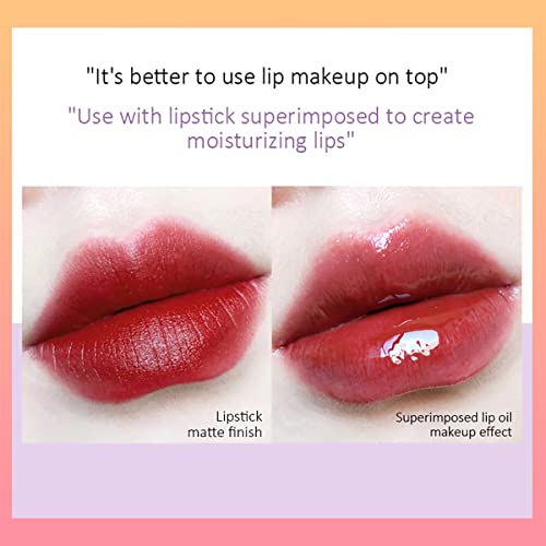 Fruit Pearlescent Plumping Lip Oil, Lip CarePearl & Shimmer Mini Lip Gloss Kit, Lip Care Hydrating Lip Gloss Tinted Lip Balm, Long Lasting & Nourishing Lip Glow Oil, Non-sticky Fresh Texture (Peach)