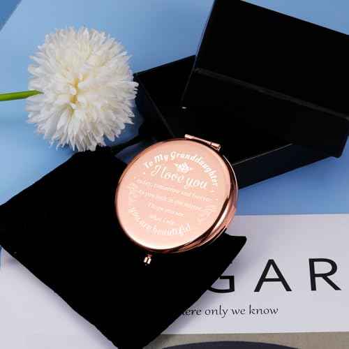 Stocking Stuffers for Teen Girls 16-18 Christmas Granddaughter Gift from Grandpa to Granddaughter Teen Girls Birthday Valentine's Day Graduation Gifts for Granddaughter Girls Rose Gold Compact Mirror