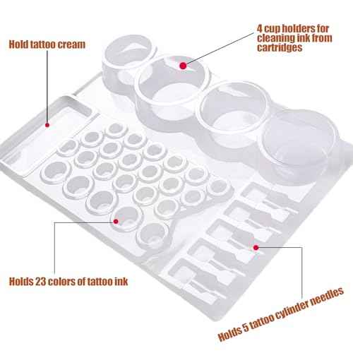 HOINCO 24 PCS Disposable Tattoo Cartridge Tray,Plastic Tattoo Cartridge Cup Holder for Working Cup Cleaning Cup