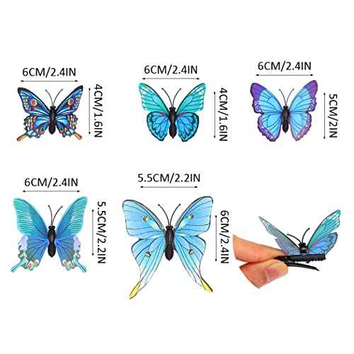 BARTOSI Blue Butterfly Hair Clips Butterfly Hair Clip Cute Butterflies Hair Pins Hair Accessories for Women and Girls (Pack of 20)