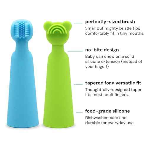 oogiebear Baby Finger Brush & Tongue Scraper - Gentle Oral Care, Soft Silicone, BPA-Free, for Infants & Toddlers