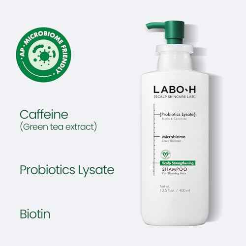 Scalp Strengthening Shampoo for Hair Growth & Anti-Loss | Vegan Ceramide Haircare Routine with Rosemary Oil, Biotin and Caffeine, Paraben Free, Korean, 13.5 Fl. oz.