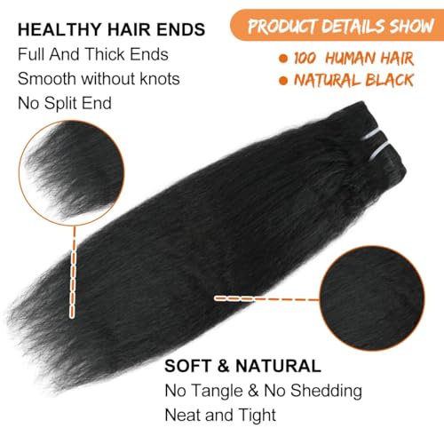 Kinky Straight Clip ins 8Pcs 110g 26 Inch Clip in Hair Extensions Real Human Hair Yaki Straight Clipins for Black Women Full Head Brazilian Remy Hair Extensions Double Weft 20 Clips