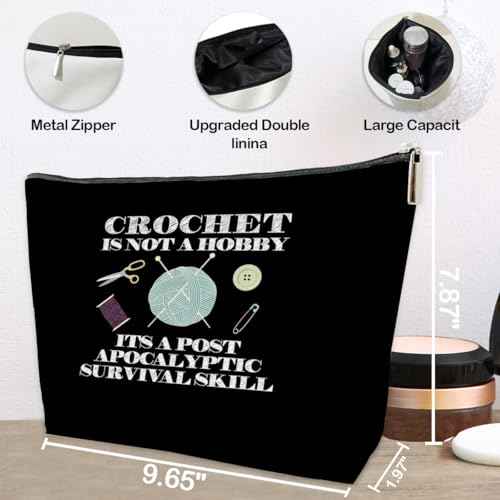 Knitting and Crochet Accessory Makeup Bag - 'Not A Hobby, A Post Apocalyptic Survival Skill' - Yarn Supply Bag, Project Bag, Gift for Women