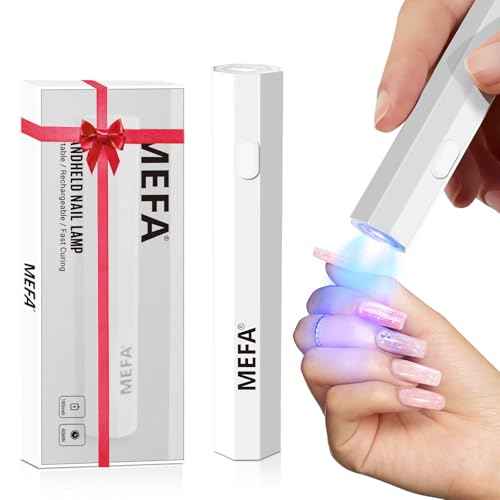MEFA Handheld UV Light for Gel Nails, UV Nail Lamp with 2 Timer Settings, Portable Cordless Rechargeable USB Nail Dryer for Gel Nail Polish Fast Curing, LED Nail Lamp for Home DIY Salon Women
