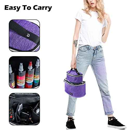 Tattoo Kit Carrying Case, Purple, Padded Interior, 6" Height, 8.5" Middle Compartments, Multiple Pockets, Easy Carry, Service Guarantee