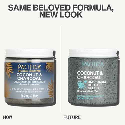 Pacifica Underarm Body Scrub - Armpit Detox Coconut & Charcoal Deodorant? Exfoliating & Nourishing for Natural Deodorant Users ? Aluminum-Free & Safe for Sensitive Skin, Vegan & Cruelty-Free, 7 fl oz