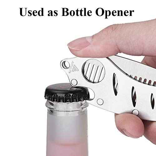 AhfuLife Stainless Steel Metal Hair & Beard Comb, Multifunctional Folding EDC Pocket Comb With Bottle Opener Fits In Keychain - Anti-Static Hair & Beard Care Comb Mustache Comb - Presented in Gift Box
