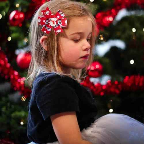 Christmas Hair Bows Cute Snowman Hair Clips Handmade Grosgrain Hair Bow Clips Barrettes Xmas Hair Accessories for Christmas Stocking Stuffers Gifts