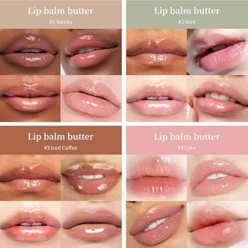 4Pack Special Lip Balms - Lip Balm Hydrating - Tinted Lip Butter Balm - Moisturizing Lip Gloss Set - Girls Lip Oil - Lip Moisturizer for Women - Lip Care Products - Gifts for Teen Girls