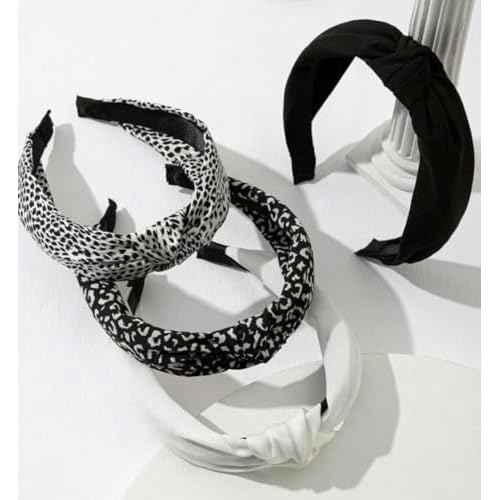Knotted Headbands for Women: Non-Slip Fashion Hair Accessories with Cute Wide Top Knot Hoops for Hair in Black, White, and Leopard Print