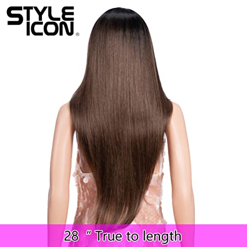 Style Icon Easy-360 Lace Wigs 28" Free Part Lace Frontal Wigs Ombre Synthetic Wig (28", TTOL4/30S/26J)