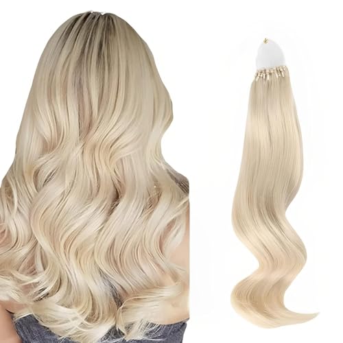 ABH AMAZINGBEAUTY Micro Loop Hair Extensions - 50G 50S Bonded, 20 Inches Platinum Blonde, Microlinks for Women - Human Hair