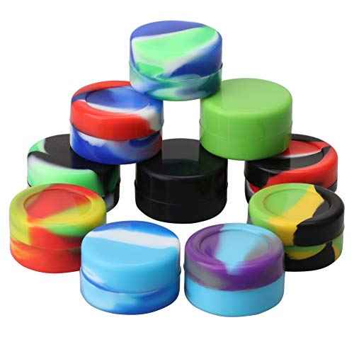 XIFEI Silicone Wax Containers 5ml Non Stick Wax Oil Multi Use Storage Jars,10Pcs Different Color