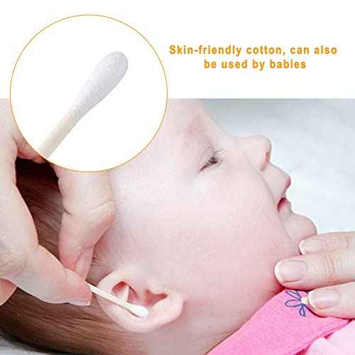 Cotton Swabs, Individually Wrapped Cotton Buds, 400 Count Biodegradable Cotton Tip Applicator Suitable for Ear, Beauty Care, Cleaning, Make-up£¨Round and Pointed Shape Cotton Heads£©