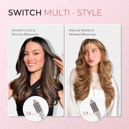 TYMO Thermal Brush Curling Brush - STYLUX 1.5 Inch Blowout Volumizer with Flexi-Fit for Hair Straightening, Heated Round Styler Tool, Hair Straightener and Curler 2 in 1, Dual Voltage, Gold