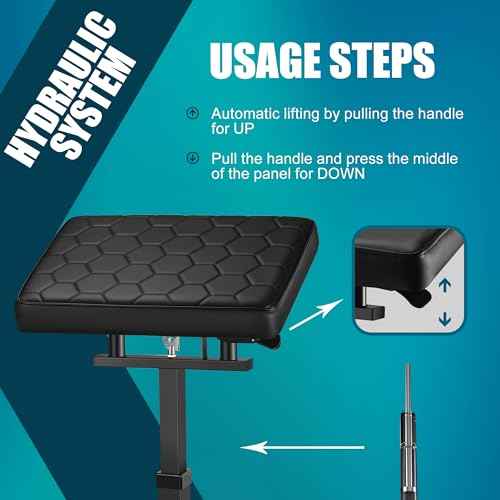 POARMEEY Tattoo Arm Rest Hydraulic System Adjustable Height with Wood Grain Base Stable and Durable