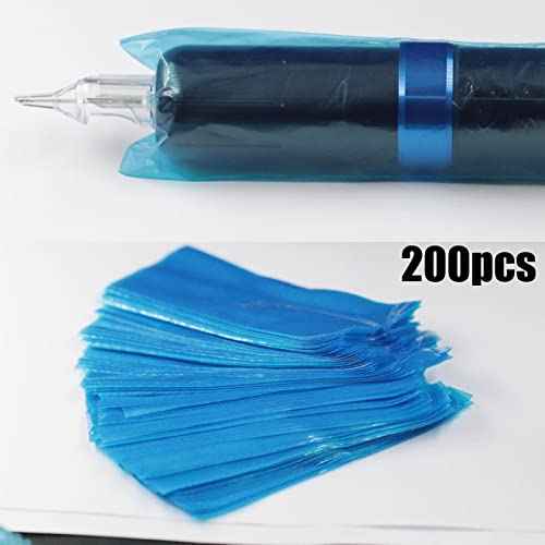 Sotica 200pcs Blue Tattoo Pen Covers, Disposable Plastic Sleeves for Standard Machine Pens