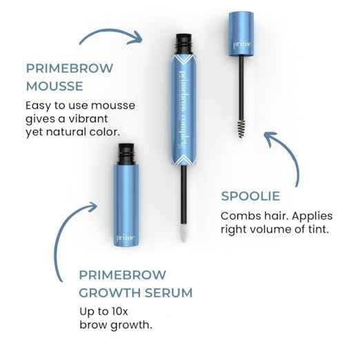 Prime Prometics PrimeBrow Complete ? 3-in-1 Eyebrow Care for Mature Women ? Eyebrow Mousse Tints, Magic Spoolie Brush Shapes, Eyebrow Growth Serum Fills Bald Spots (Deep Brown)